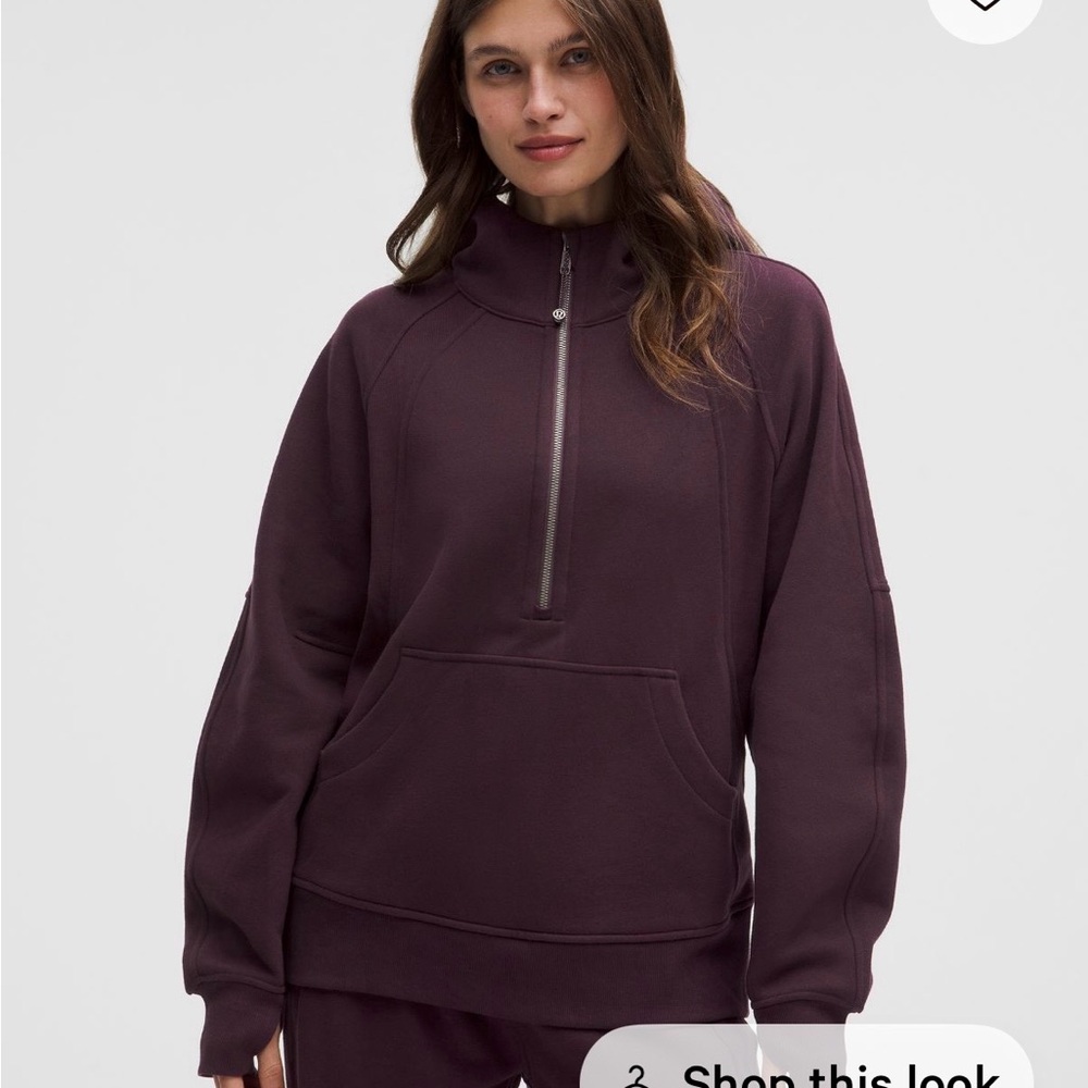 Lululemon Athletica Scuba Women's Half-Zip Hoodie Sweatshirt Long : Black Plum